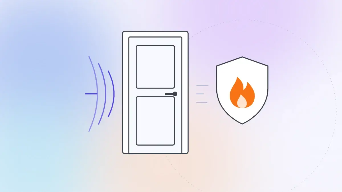 Prime Door Plus digital marketing case study by LogDart: acoustic door blocking sound waves beside a fire-rated shield