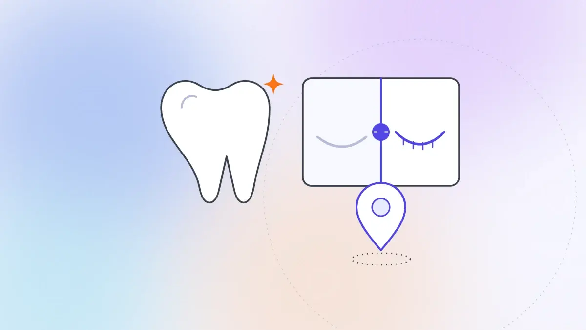 Ridgetop Dental digital marketing case study by LogDart: tooth, before-and-after smile slider and map pin for local SEO